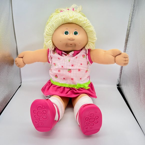 Cabbage Patch Kids Doll 1985 Girl 16” Lemon Hair Green Eyes Head Mold 4 - Picture 2 of 14